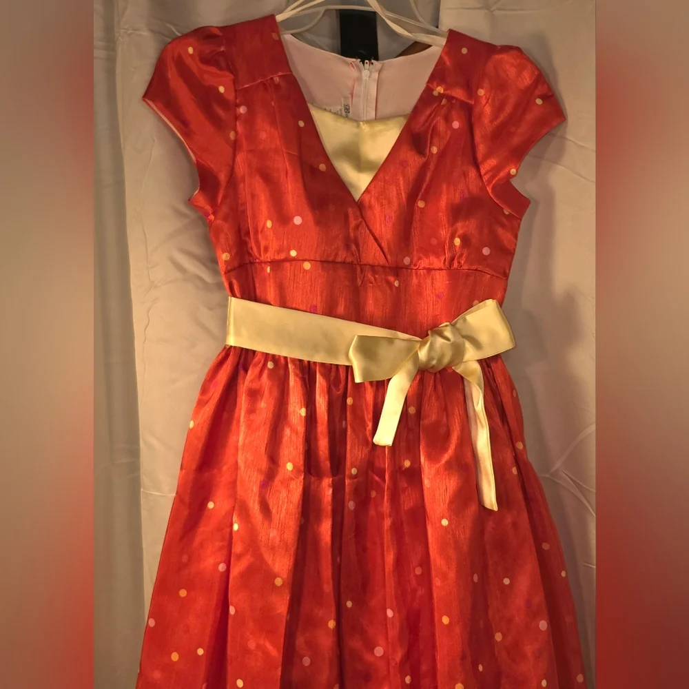 Charming Orange Polka Dot Kids Dress For‎ Easter